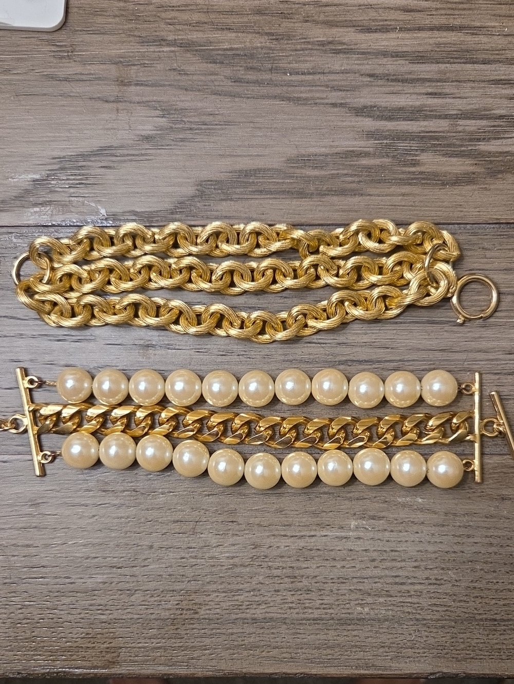 Gold-Tone Pearl Chain Bracelet Set - Women Accessories